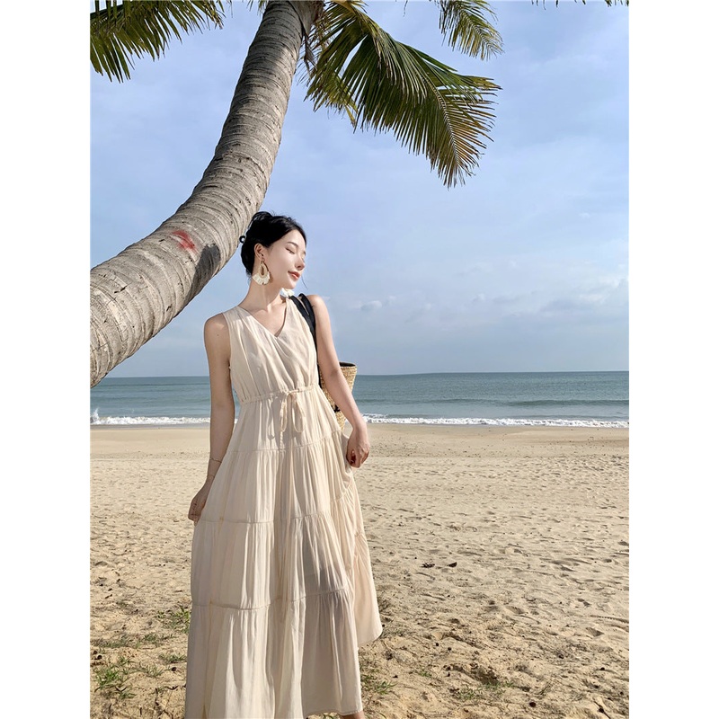 Women's Sweet French Sleeveless Dress Beach Dress  380